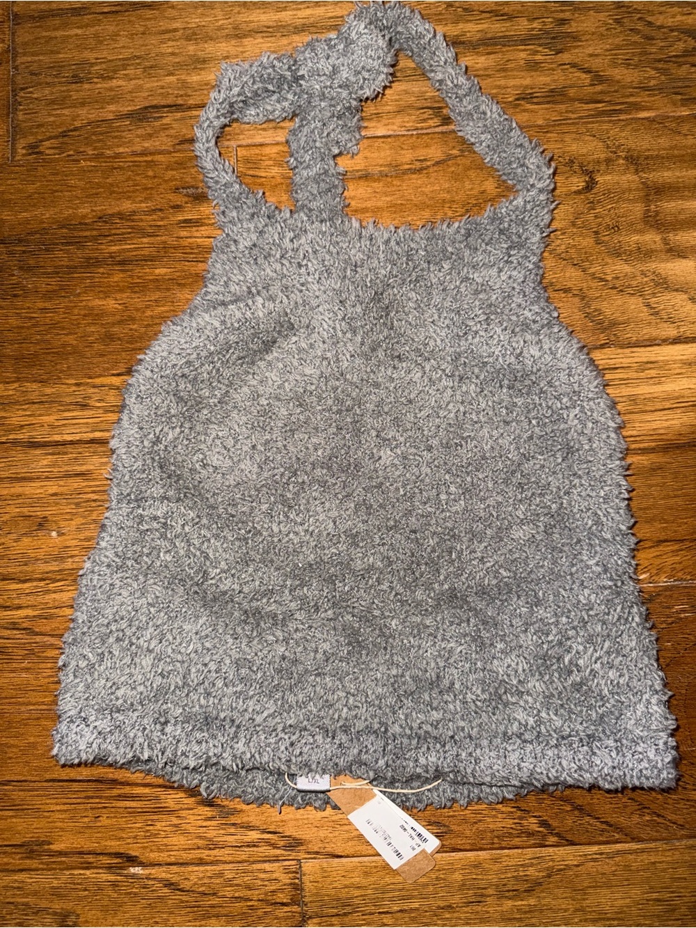 SKIMS Plush Gray Fuzzy Halter Bralette